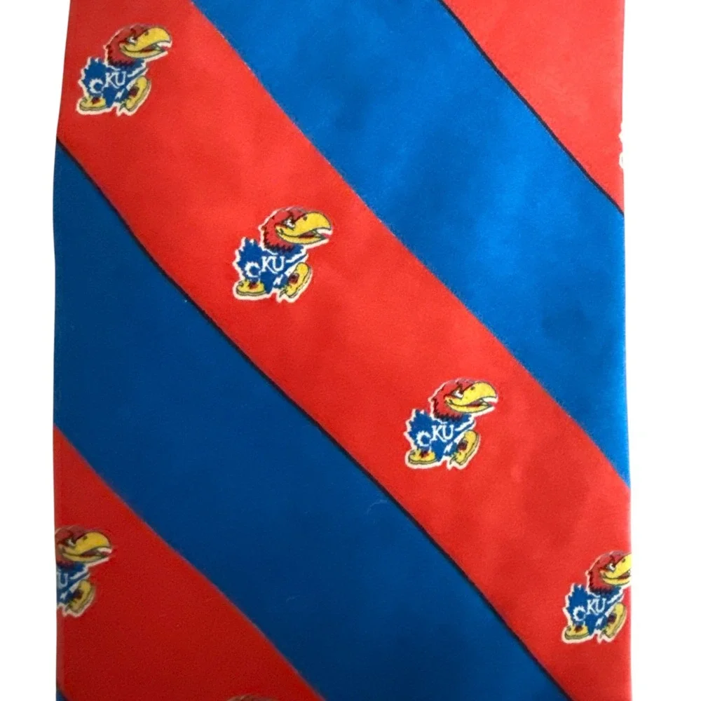 VARSITY VESTS ELITE Kansas University Jayhawks Red Blue Mens Silk Tie